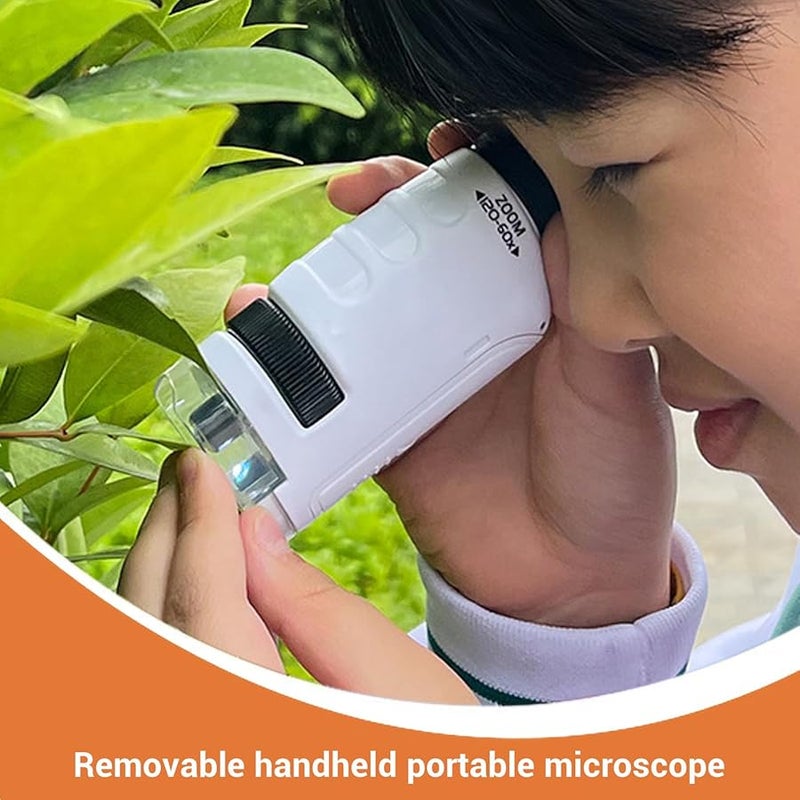 Kids Microscope 60x 120x Magnification Portable Handheld with LED Light for Children - Image 2